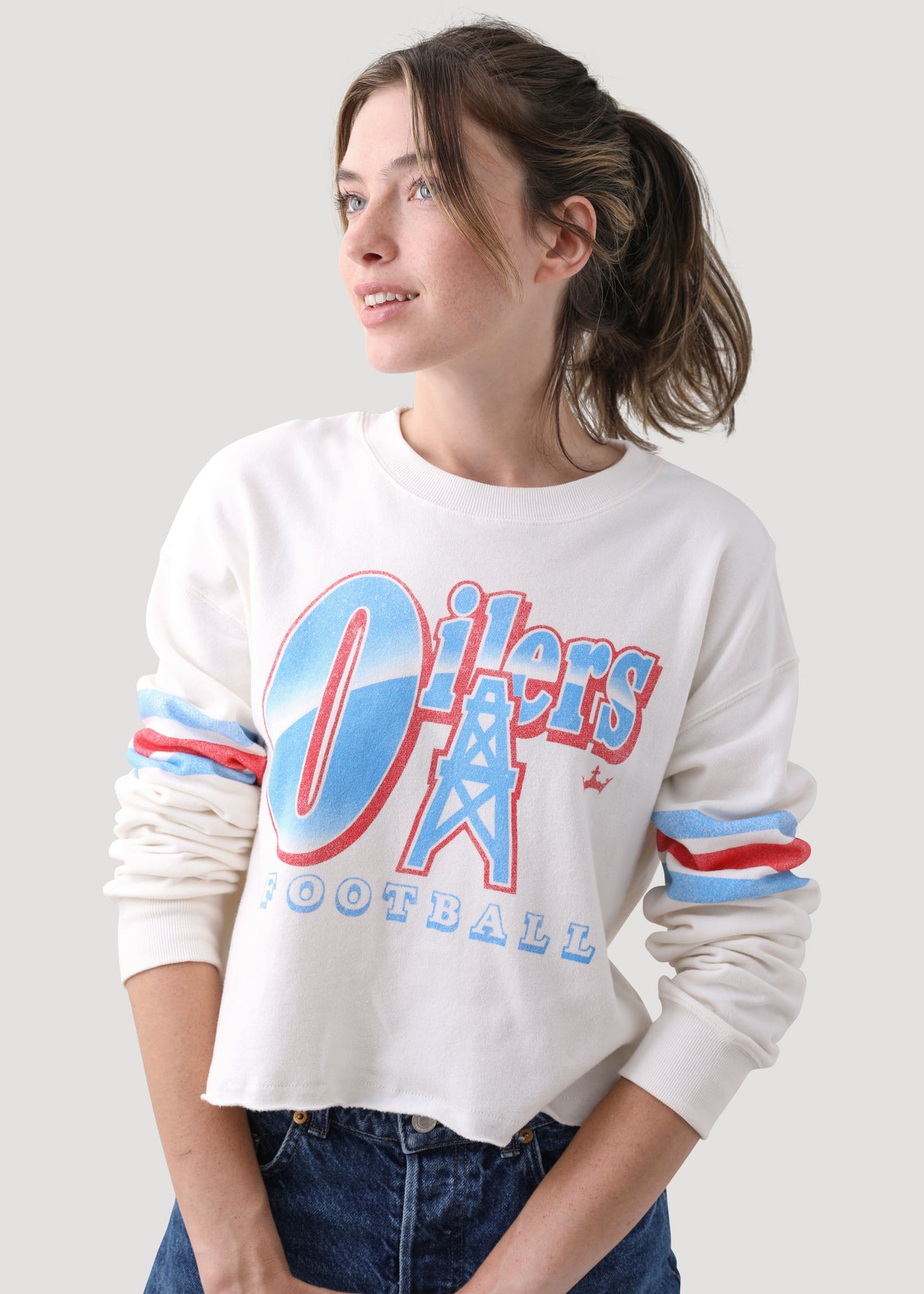 Oilers Junk Food Women's Kickoff Crop Crewneck