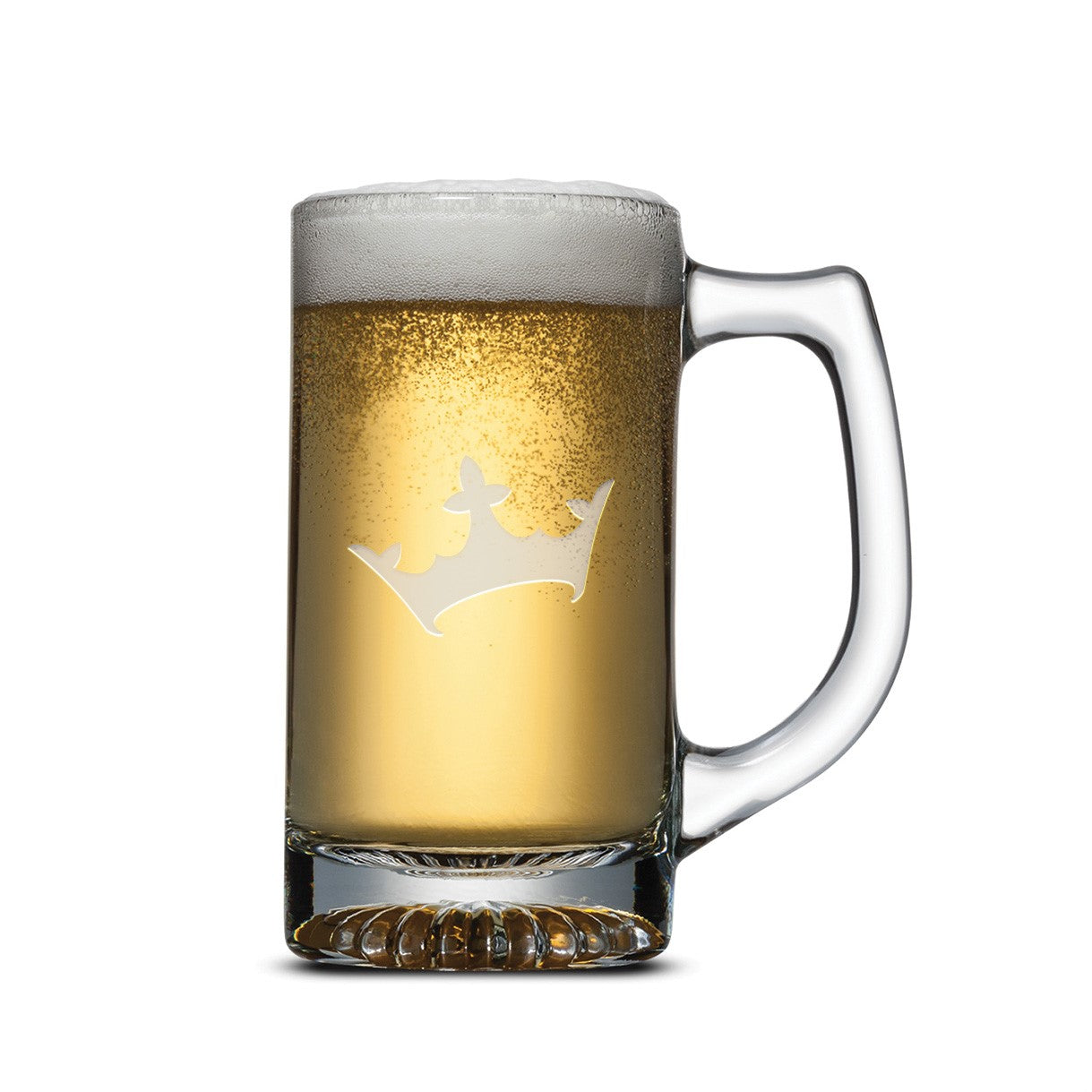 Kings Crown Etched Glass Beer Mug